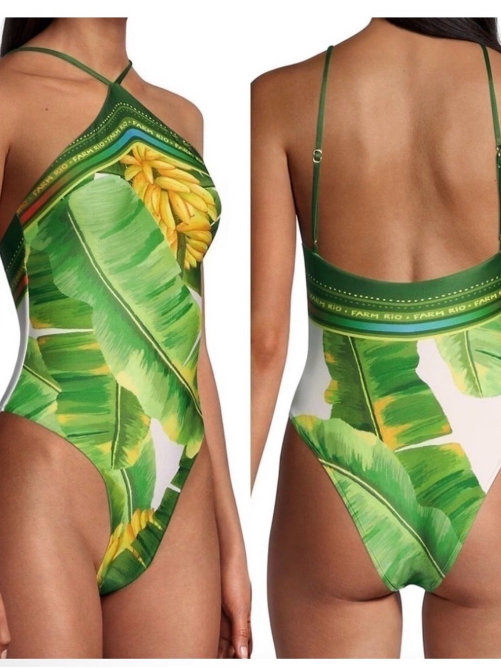 FARM Rio Fresh Forest One Piece Tropical Banana Leaf One-Piece Swimsuit M